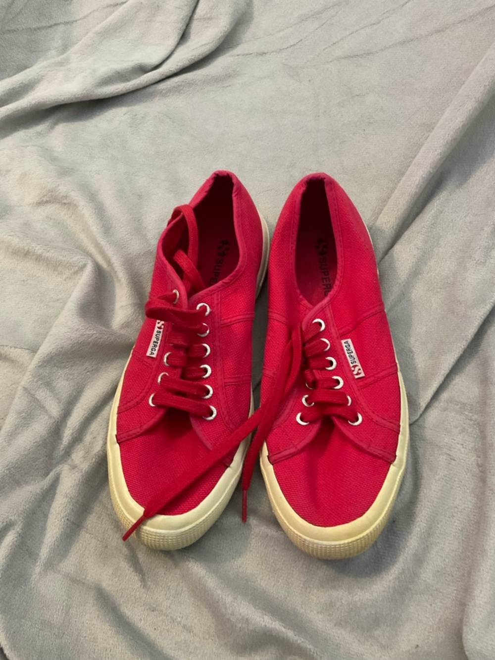 Superga red low-top canvas sneakers with white sole